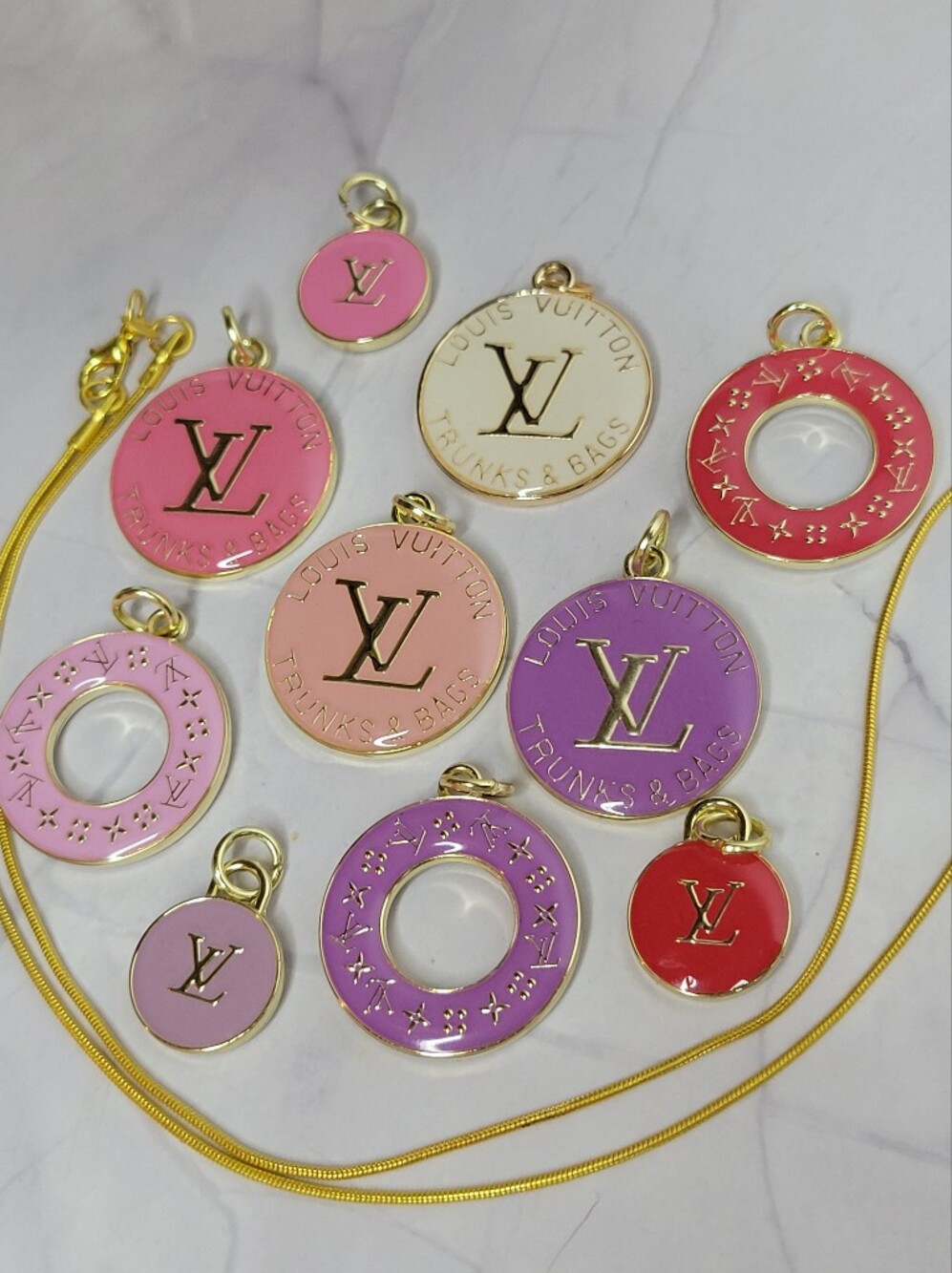 10 Louis Vuitton Trunks&Bags, Doughnuts &Skittles Zip Pulls In  Pinks & Purples